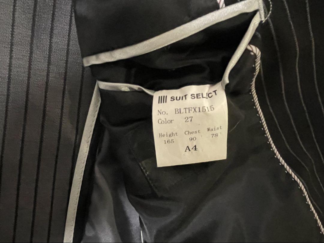 SUITSELECT A4 3ピース ★ ブラック ストライプ