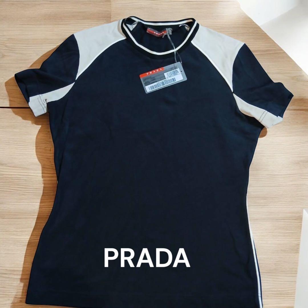 PRADA 半袖シャツ 黒・アイボリーSサイズ
