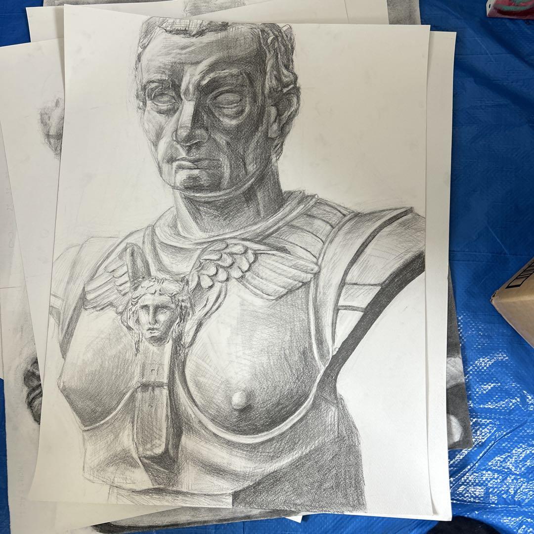 リアリズム 鉛筆画 胸像 木炭紙大画用紙　ガッタメラータ絵画