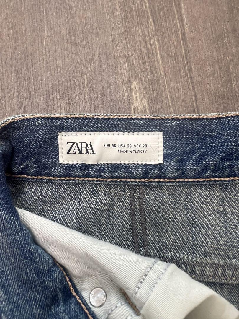 ZARA ザラ ヴィンテージエフェクト ウォッシュ デニム バミューダ (Ｓ）
