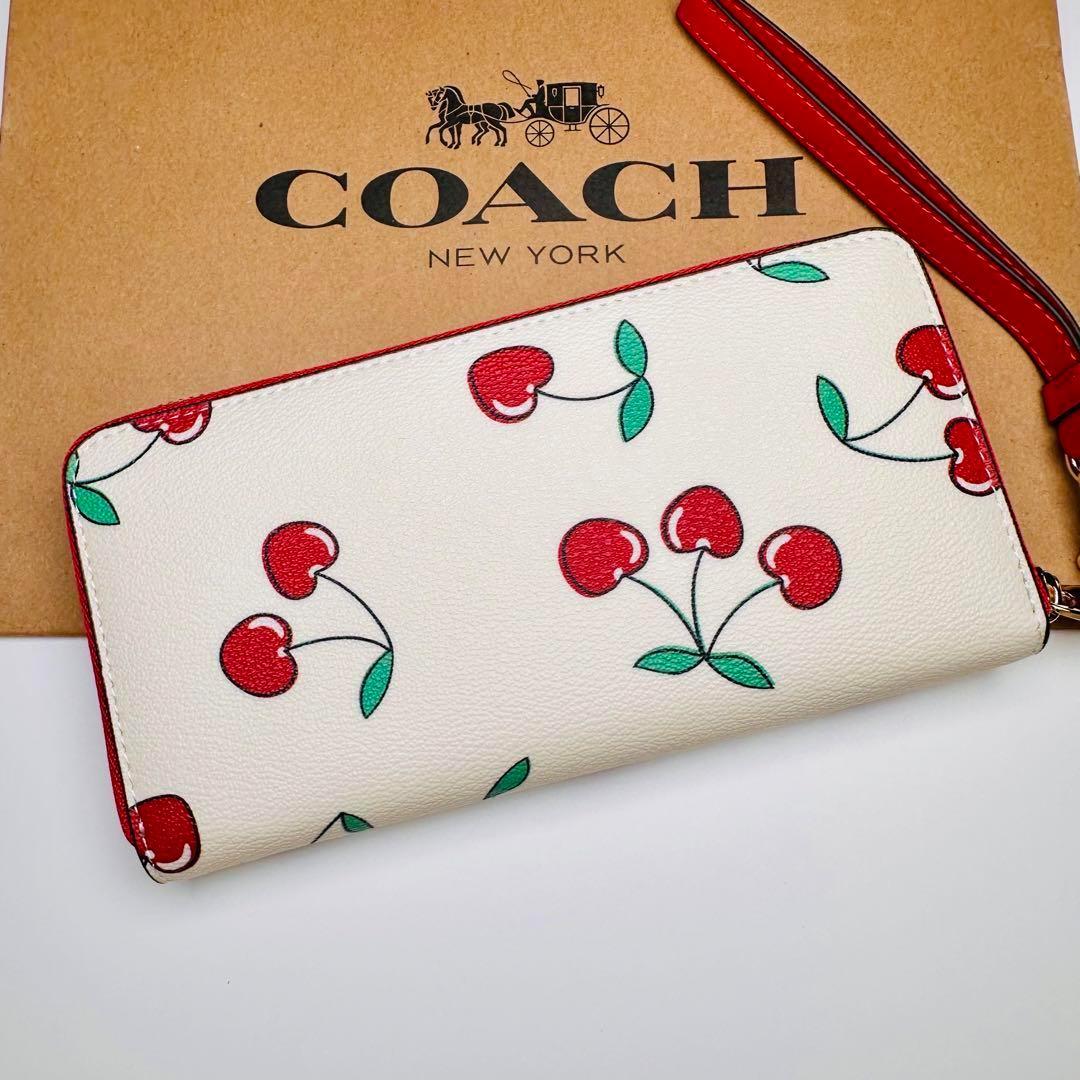 COACHレディース長財布　コーチ長財布　新商品　チェリー