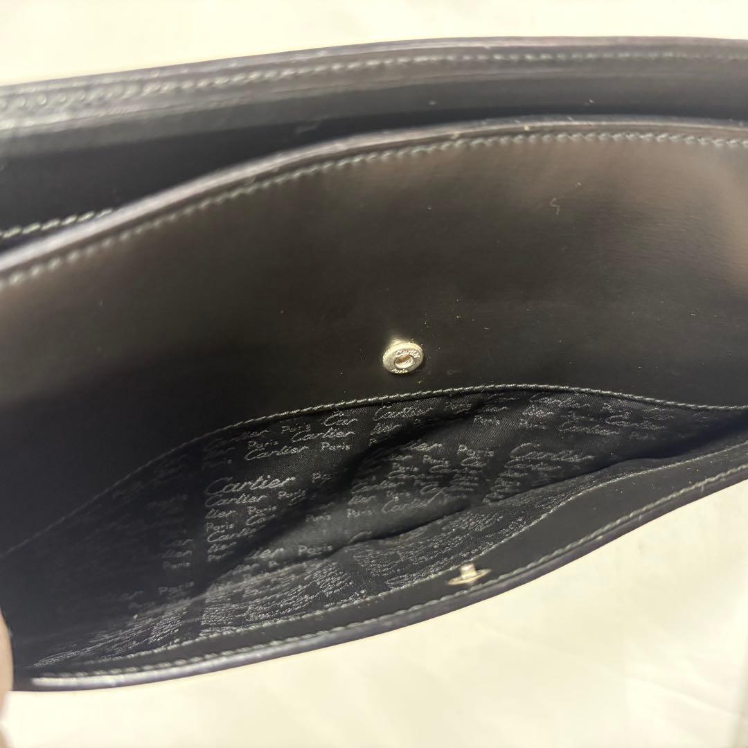 カルティエ パシャ ブラック カーフレザー クラッチバッグ セカンドバッグ カルティエ パシャ ブラック カーフレザー クラッチバッグ セカンドバッグ