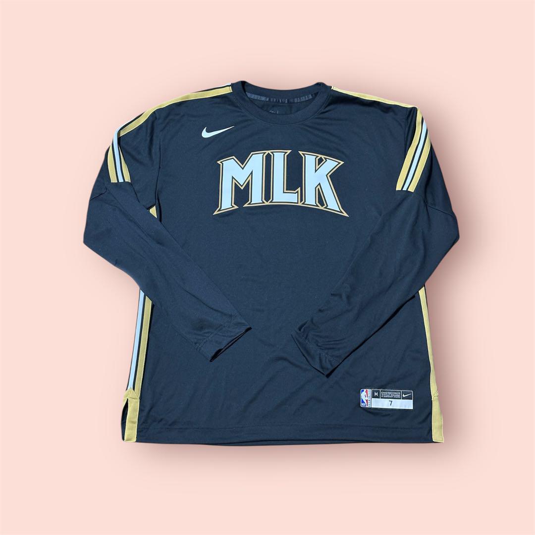 ナイキNBA選手支給品UsedホークスMLKワームアップロングTシャツMサイズ