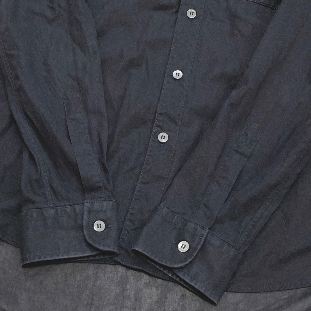 ETRO エトロ バンドカラー シャツ ブラック ピンタックデザイン M