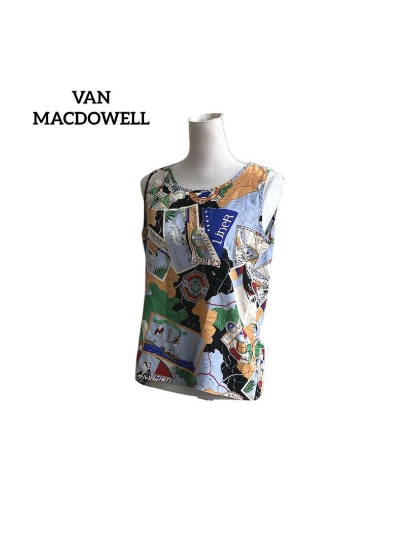 ★ VAN MACDOWELL 旅　総柄　シルク100% ノースリーブ　シャツ
