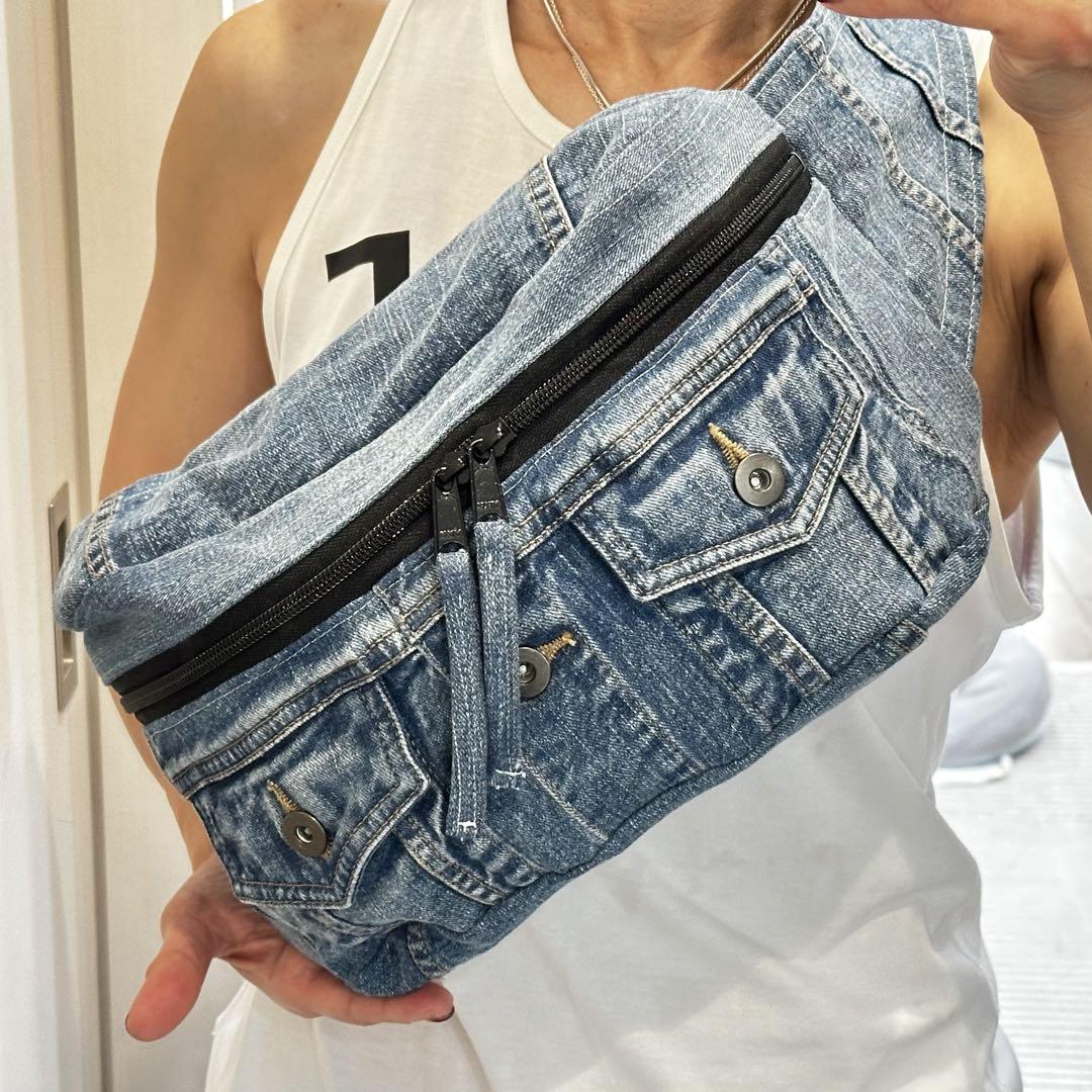 ハンドメイド　デニムリメイク　ウエストポーチ　ボディバッグ DIY 】ボディバック ウエストポーチ 作りに挑戦してみました