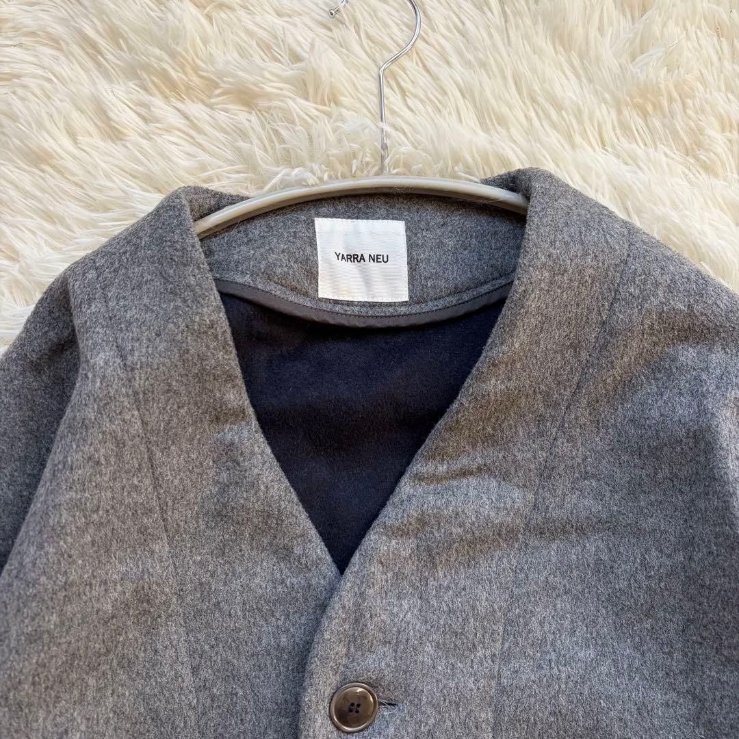 YARRA NEU ノーカラー ロングコート ウール グレー ウール F YARRA NEU ノーカラー ロングコート ウール グレー ウール F
