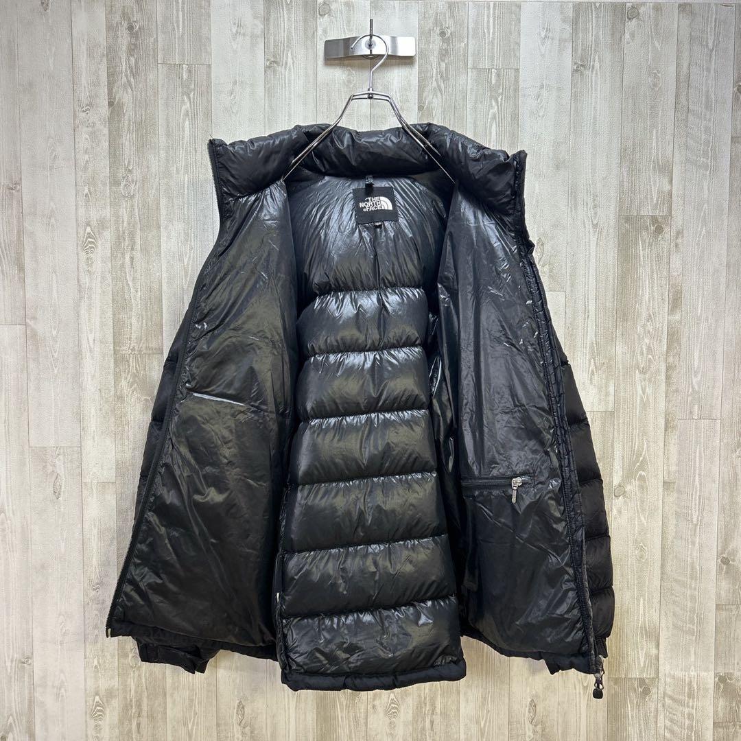 【海外限定】 ノースフェイス ブラック ダウンジャケット 背部リペア メンズL 【海外限定】 ノースフェイス ブラック ダウンジャケット 背部リペア メンズL