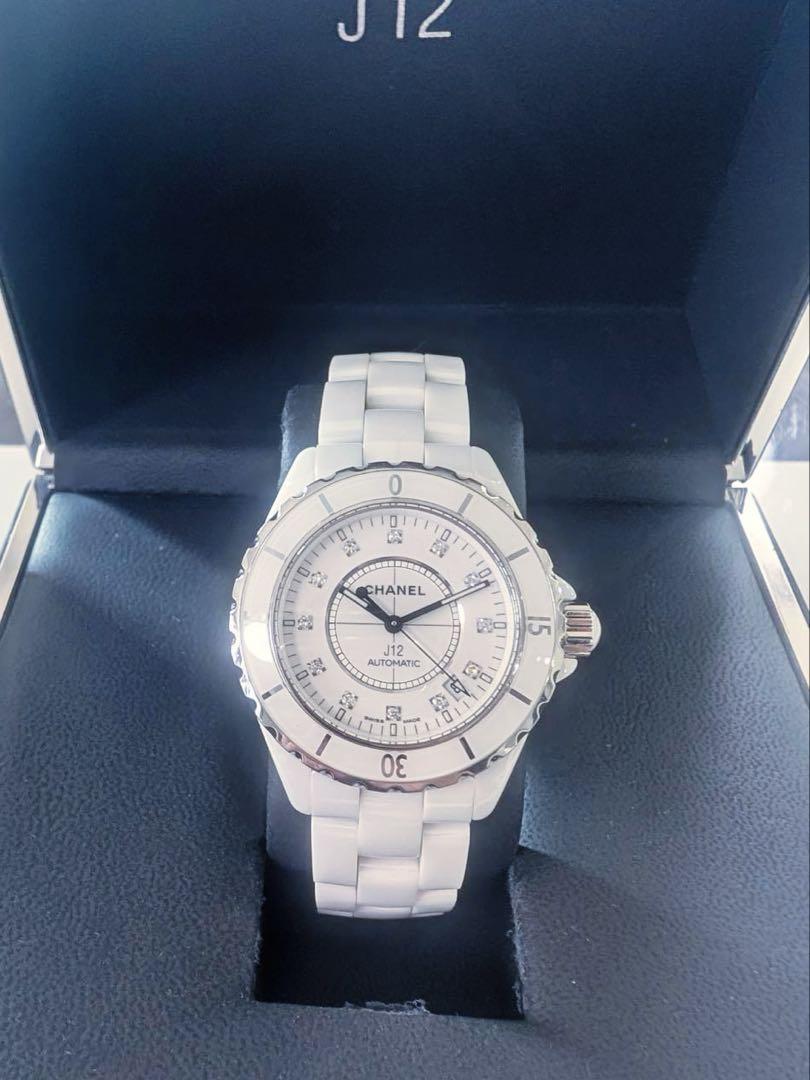 CHANEL J12時計38mm箱保証書付き純正12pダイヤH1629 シャネル