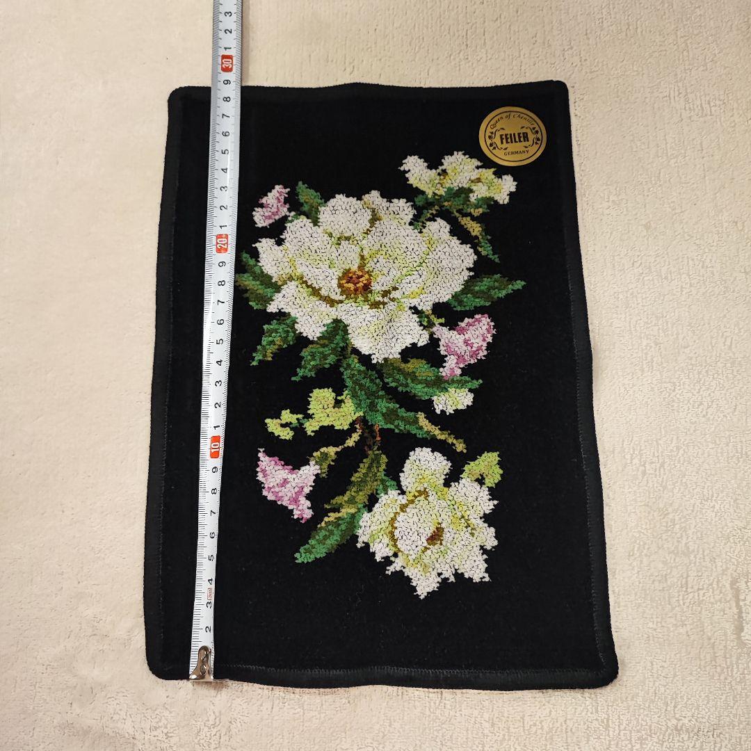 新品feliler フェイラータオルハンカチ黒色白いお花