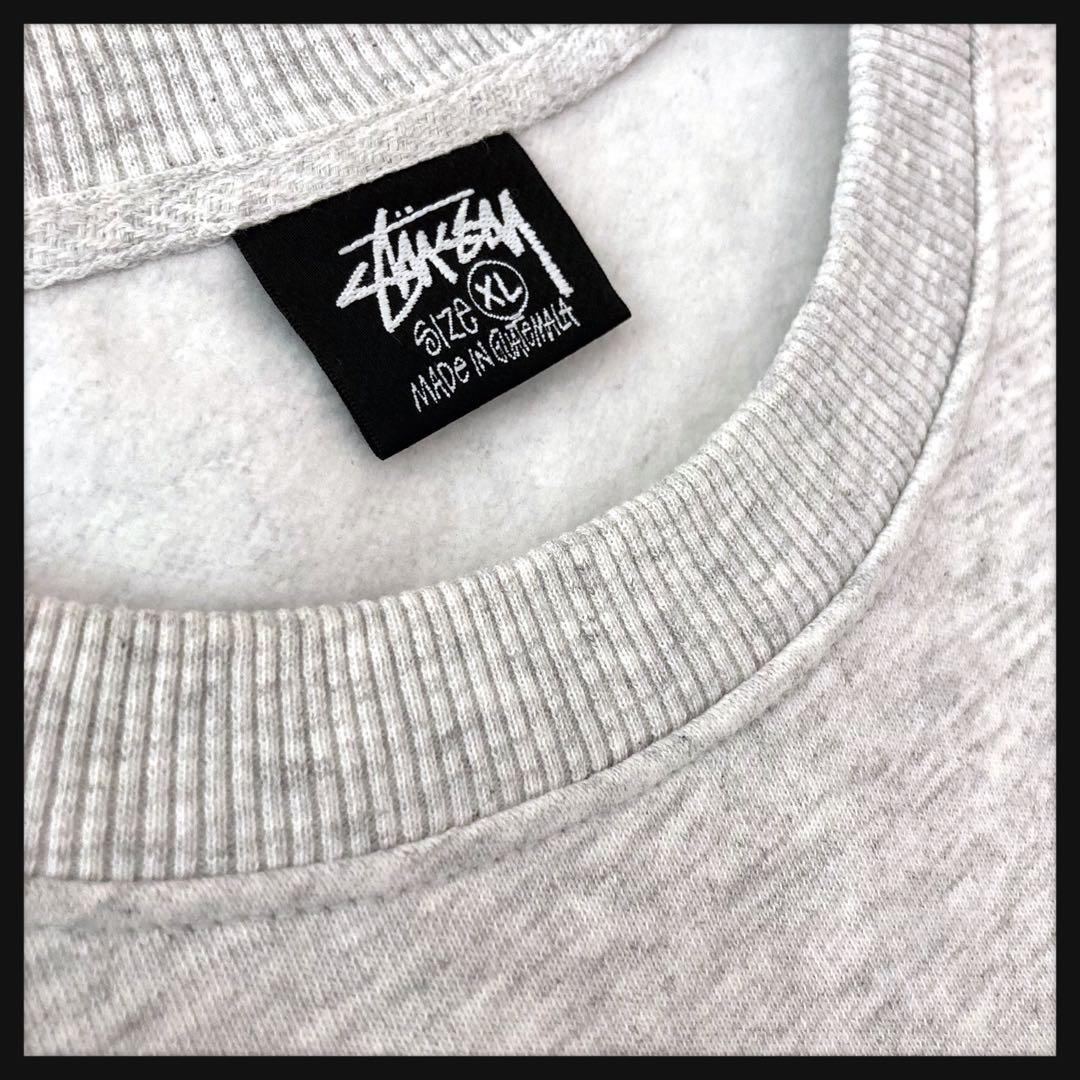 【希少XL】ステューシー センター刺繍ロゴ スウェット アッシュグレー 美品