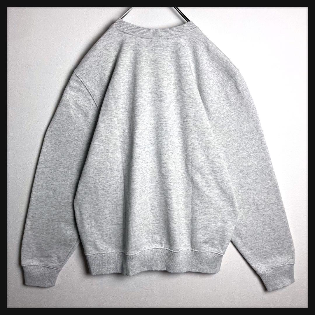 【希少XL】ステューシー センター刺繍ロゴ スウェット アッシュグレー 美品