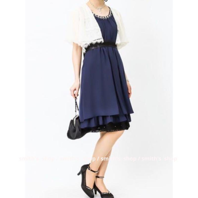 アクシーズファム バックバラスリットドレス 紺 M axes femme - axes femme バックバラスリットドレス 紺の通販 by