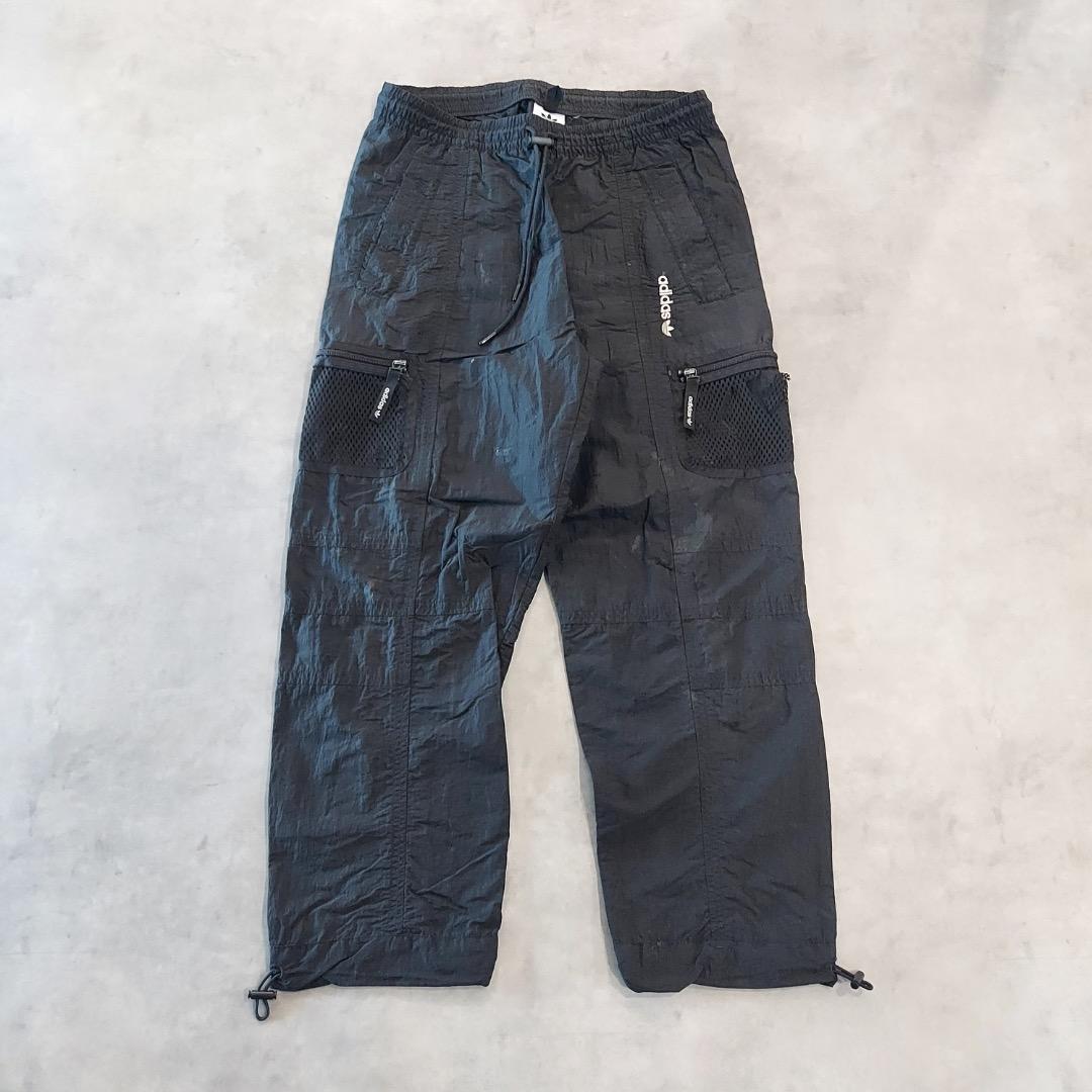 adidas アディダス カーゴパンツ ナイロンパンツ 古着 L 黒 16489