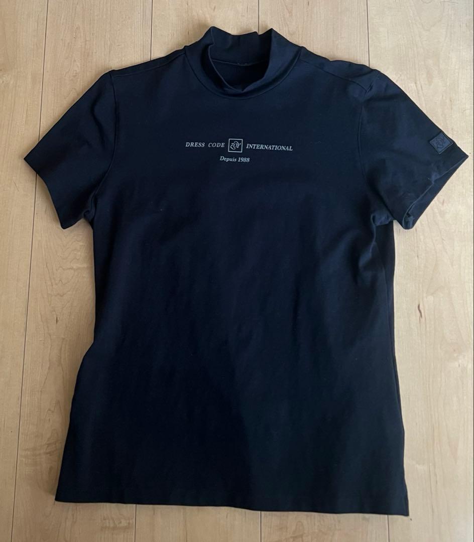 WOMEN コットンベア天竺 半袖モックネック ネイビー