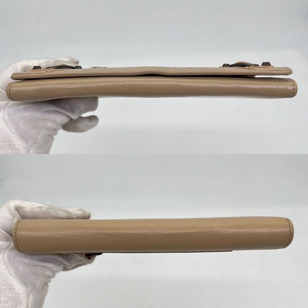 バレンシアガ 長財布 フラップウォレット シティ クラシック レザー ベージュ