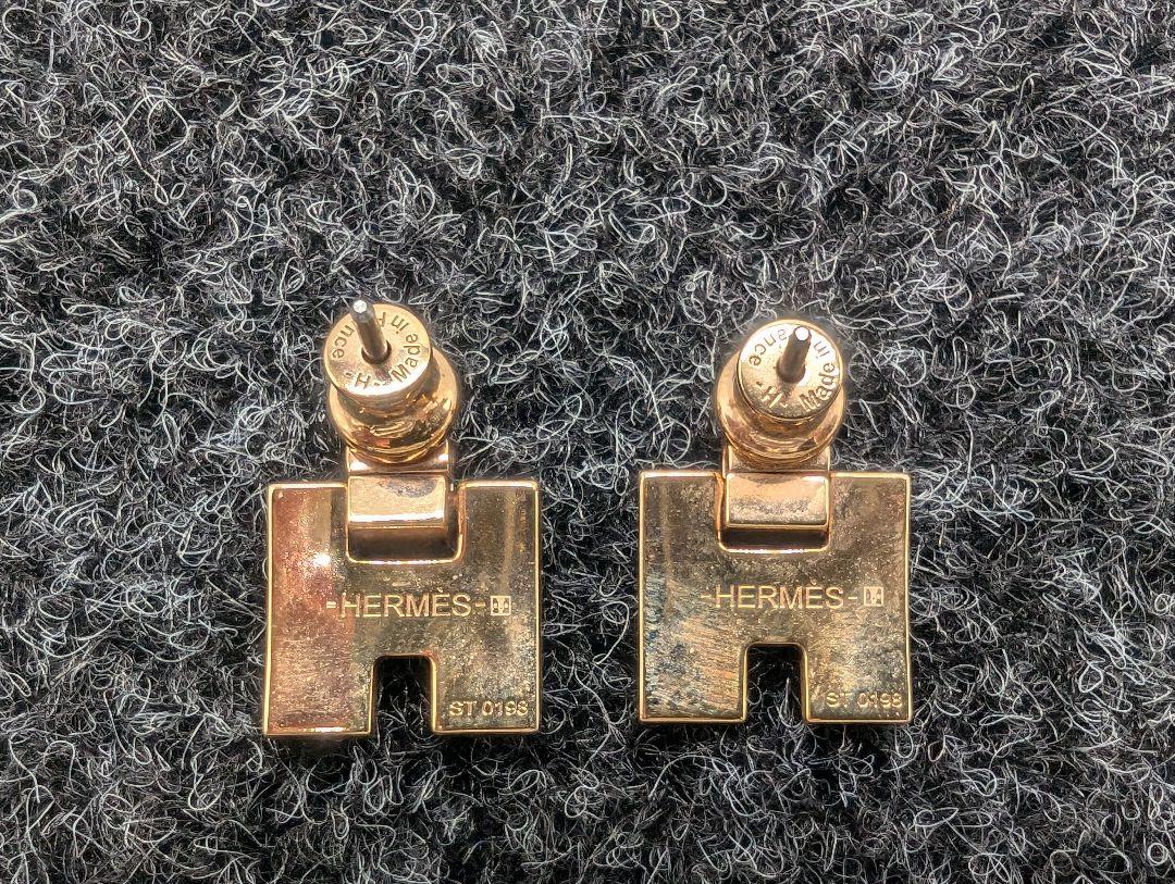 （N.R）ゴールド H型 ピアス　エルメス HERMES