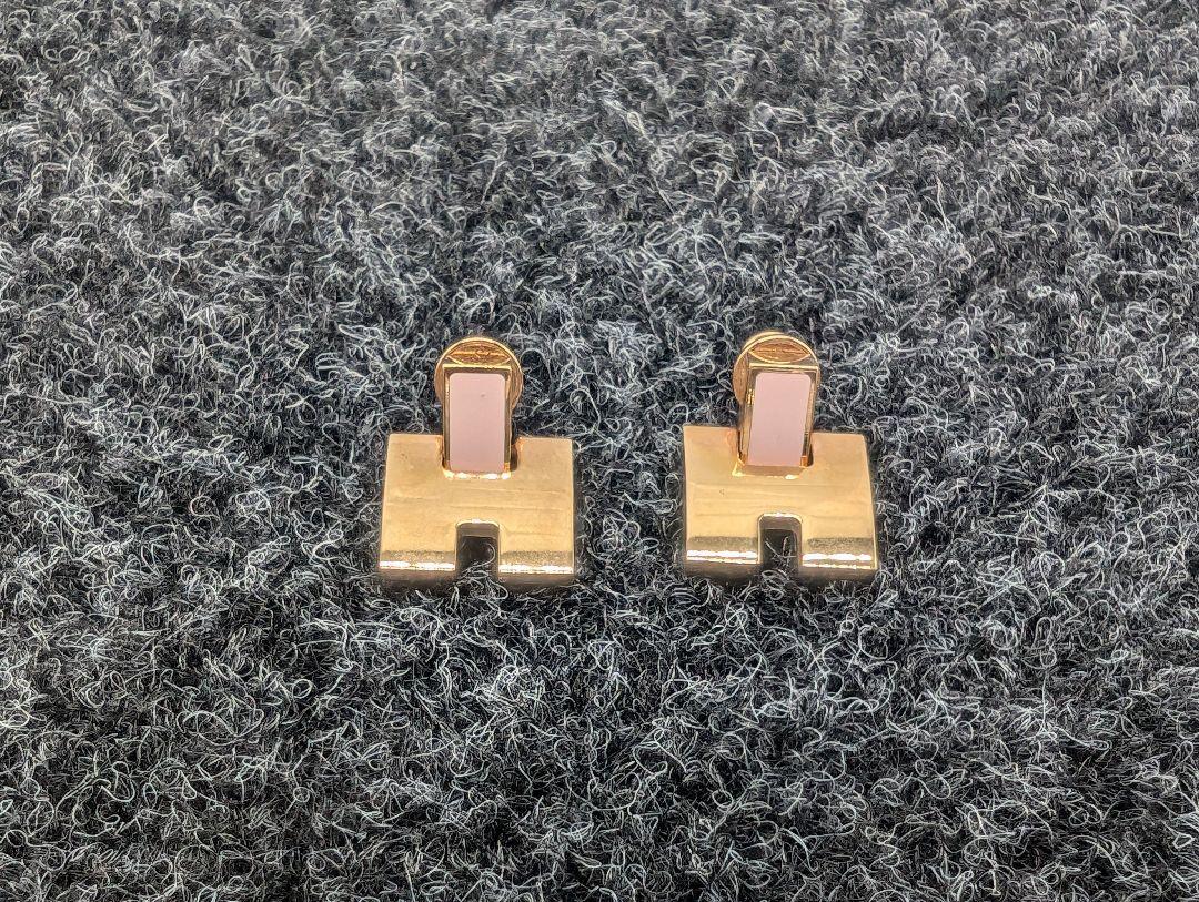 （N.R）ゴールド H型 ピアス　エルメス HERMES