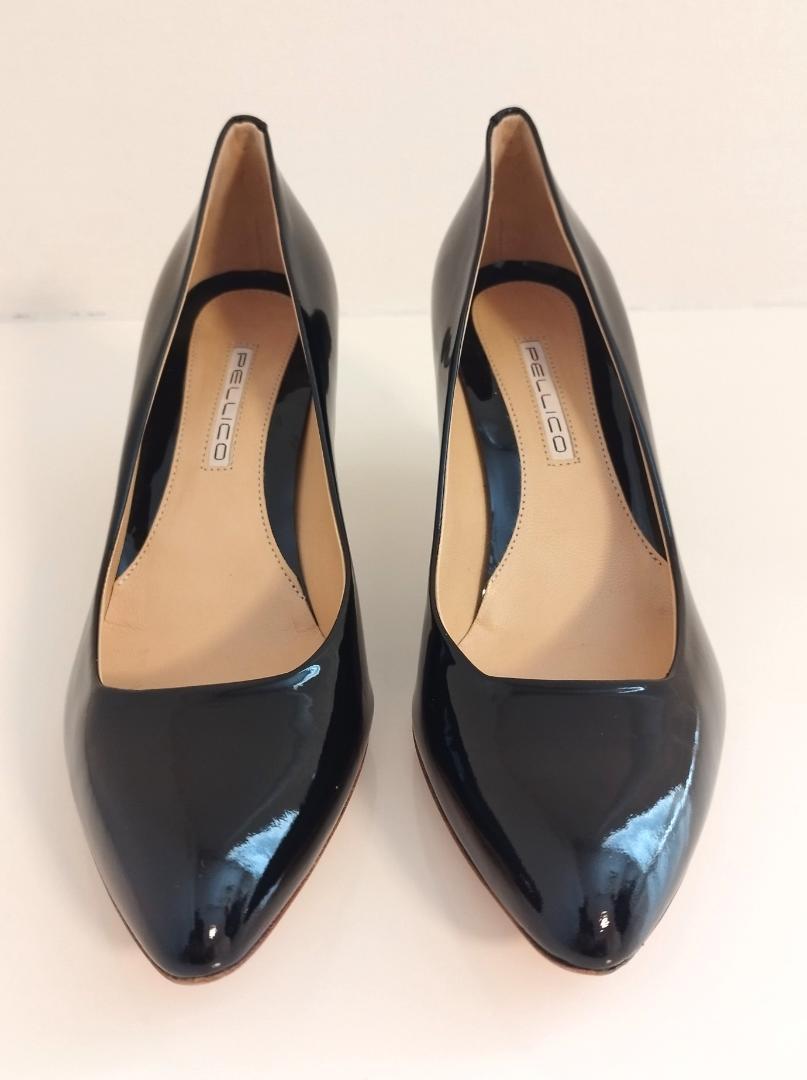 【美品】PELLICO ペリーコ エナメル パンプス ブラック 37 1/2 未使用】PELLICOペリーコ エナメルパンプス ブラック黒37ハーフ