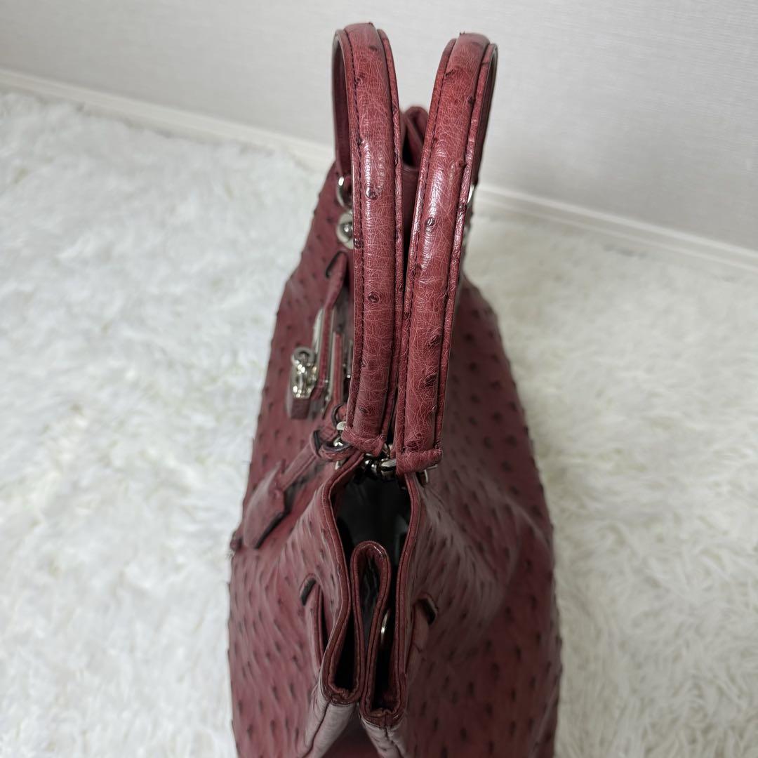 美品✨ JRA認定 オーストリッチ ハンドバッグ ショルダーバッグ