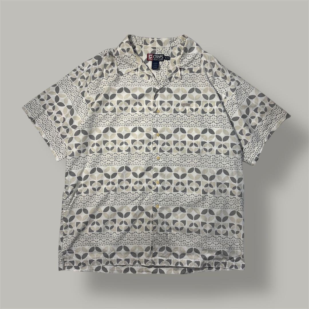 90s CHAPS Ralph lauren 開襟 半袖シャツ 幾何学模様 総柄