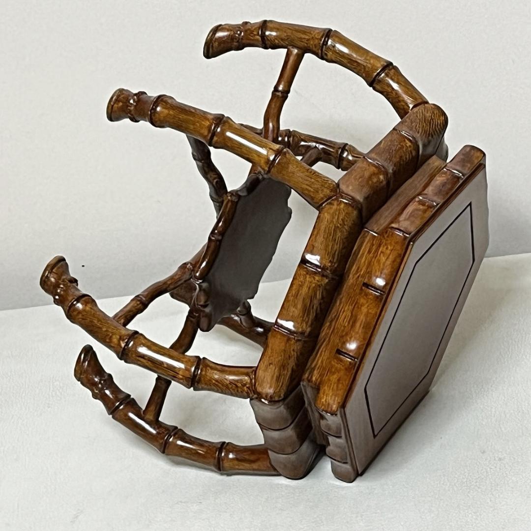 ナマステ 唐木 花台 六角 中卓 26x18cm 茶道具【k2345】