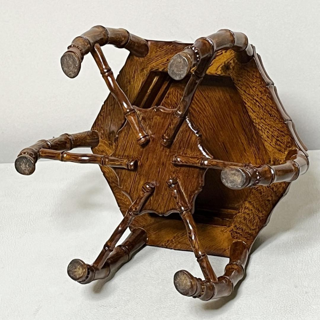 ナマステ 唐木 花台 六角 中卓 26x18cm 茶道具【k2345】