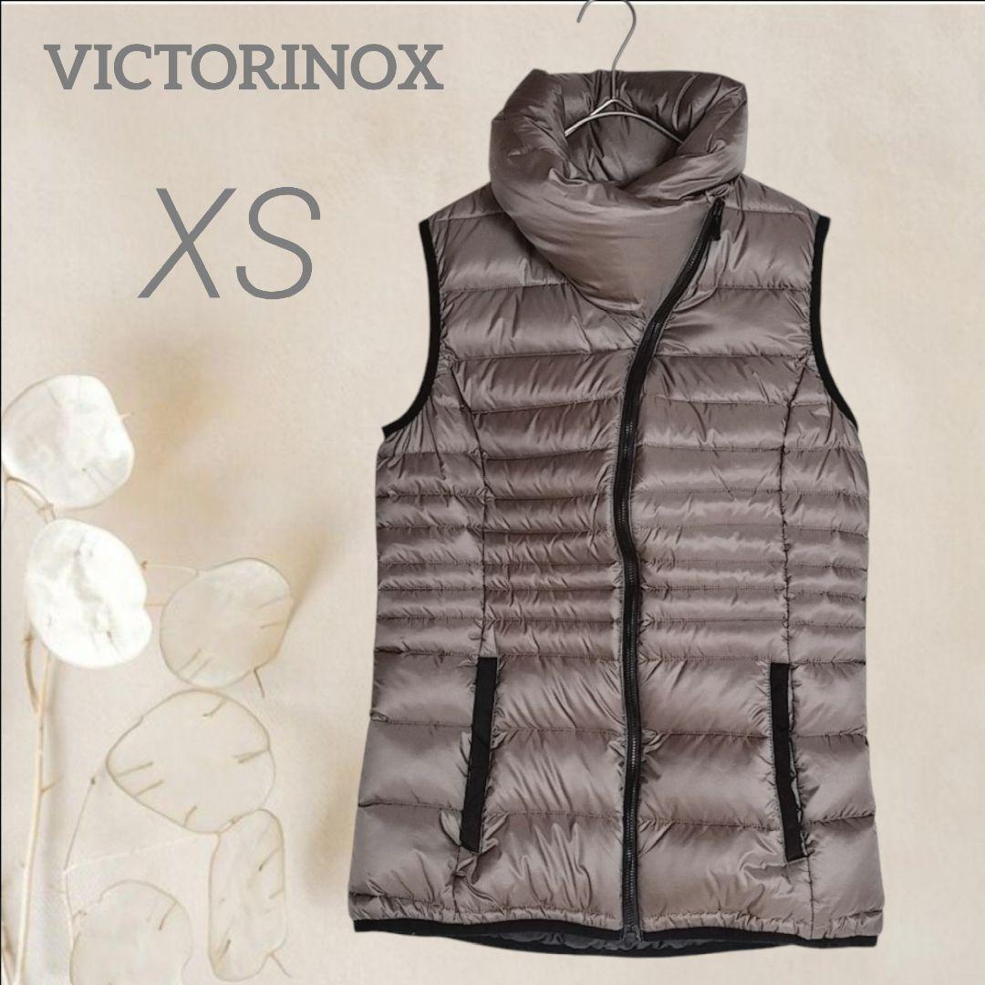 b12210【ビクトリノックス】ダウンベスト ジップ カーキ 茶 軽量 フェザー