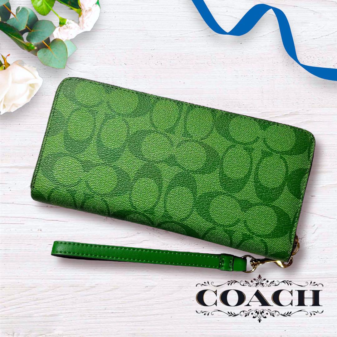 COACH シグネチャー 長財布 みどり リストレット