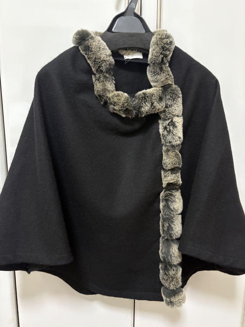 GIVENCHY 黒 ポンチョ ケープコート