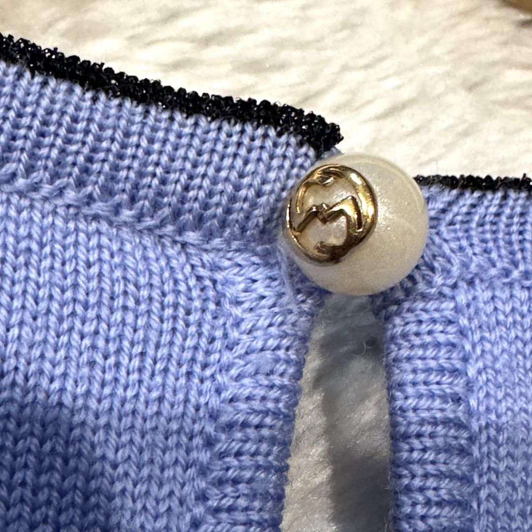 【美品】GUCCI 半袖ニット スパンコール刺繍 パール付き XSサイズ