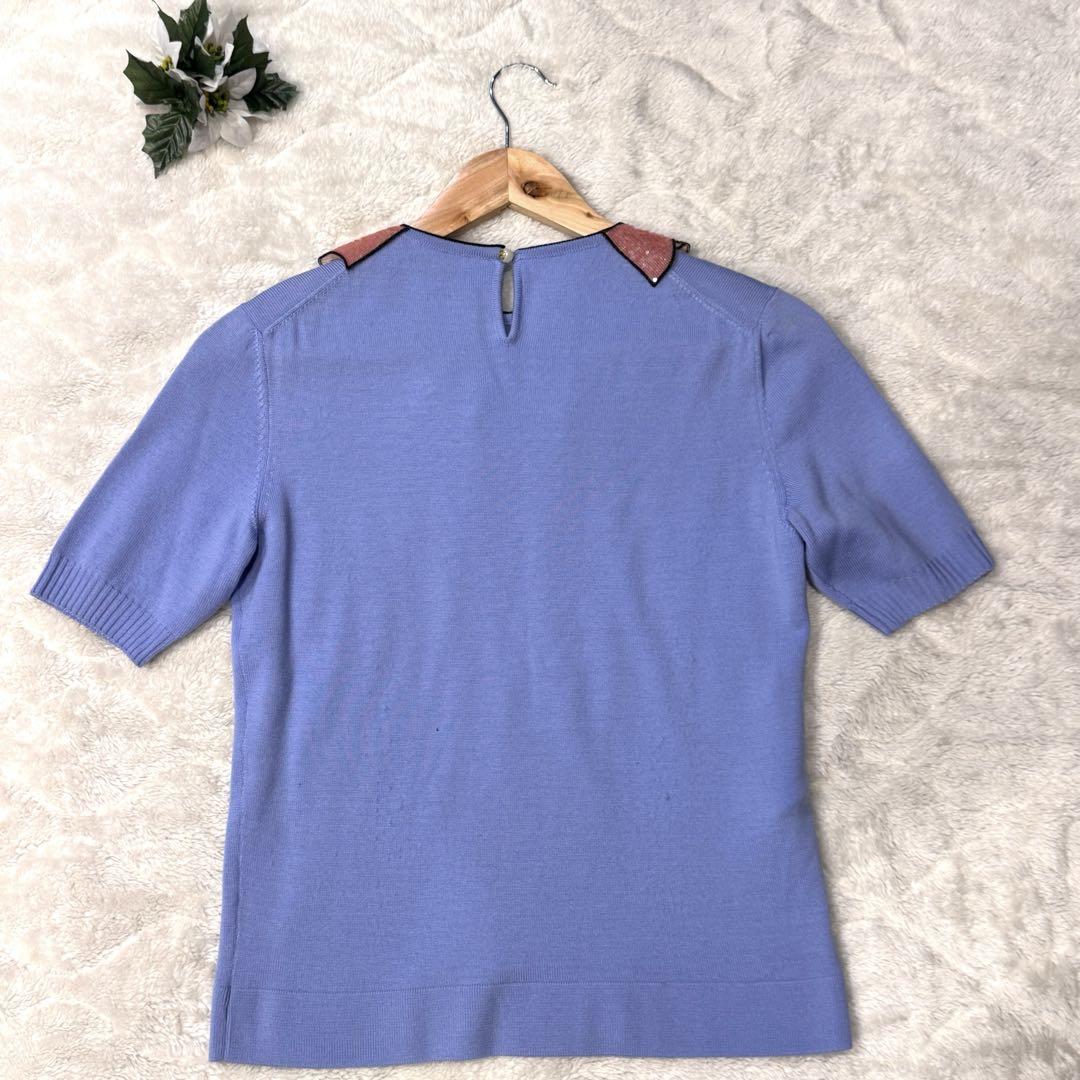 【美品】GUCCI 半袖ニット スパンコール刺繍 パール付き XSサイズ