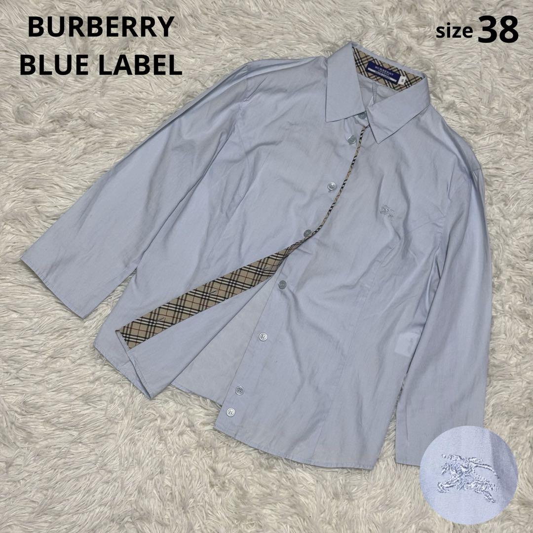 BURBERRY BLUE LABEL シャツ ノバチェック ホース刺繍 水色