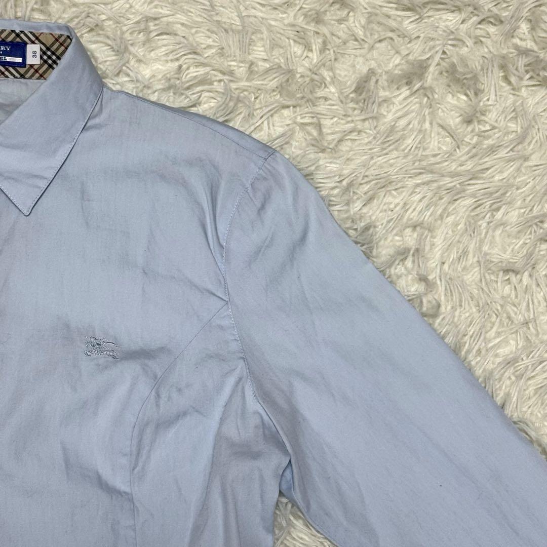 BURBERRY BLUE LABEL シャツ ノバチェック ホース刺繍 水色