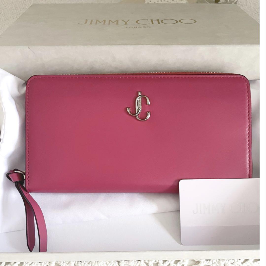 極美品　JIMMY CHOO ピッパ　ラウンドジップ　ウォレット　ピンク