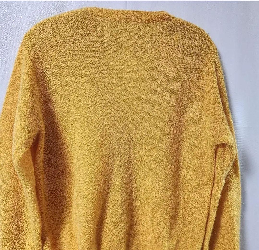 60s Parker　アルパカ　ウール　カーディガン　イエロー　L相当