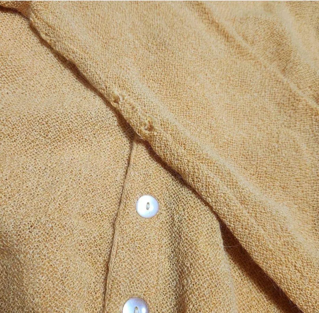 60s Parker　アルパカ　ウール　カーディガン　イエロー　L相当