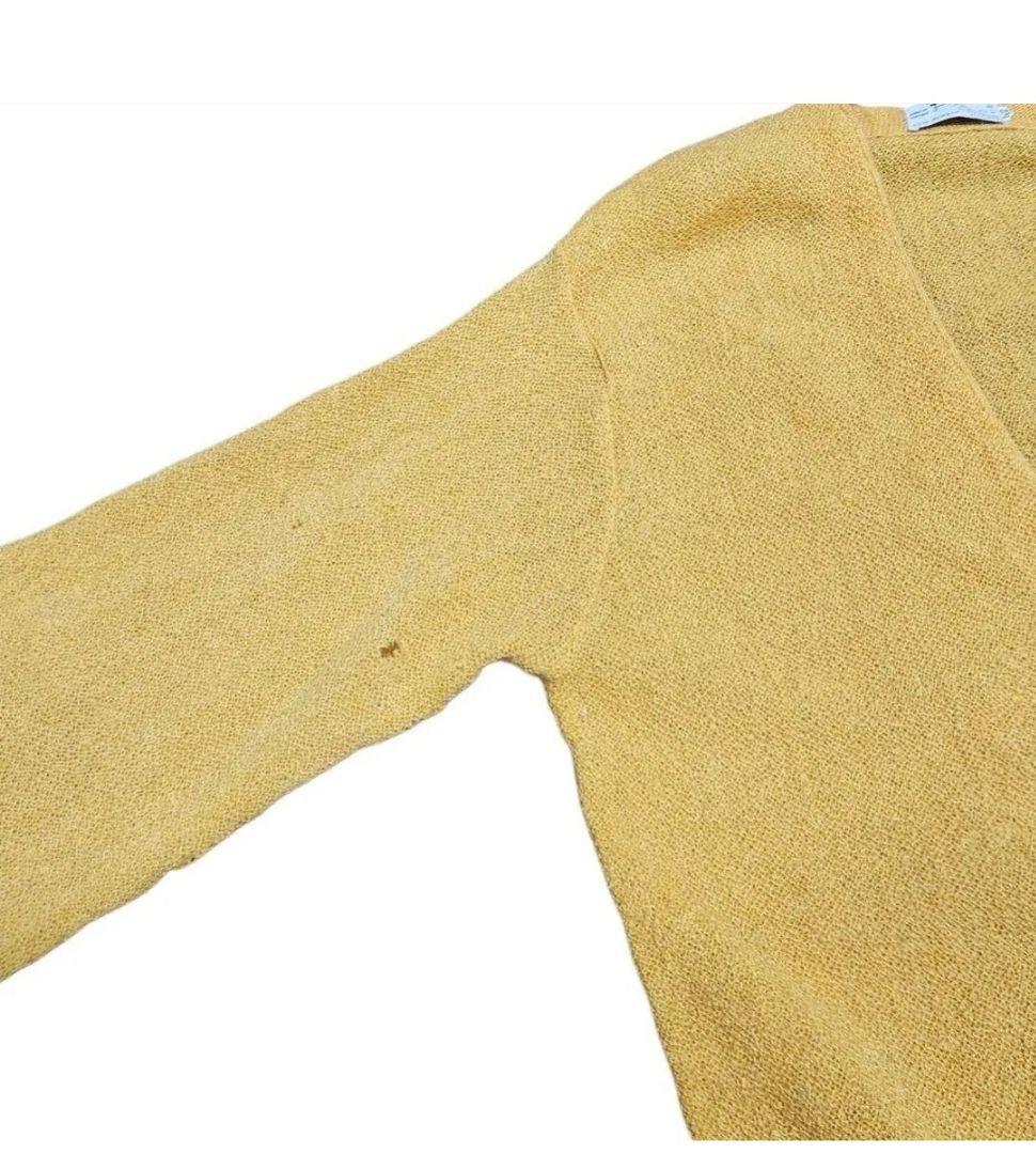 60s Parker　アルパカ　ウール　カーディガン　イエロー　L相当