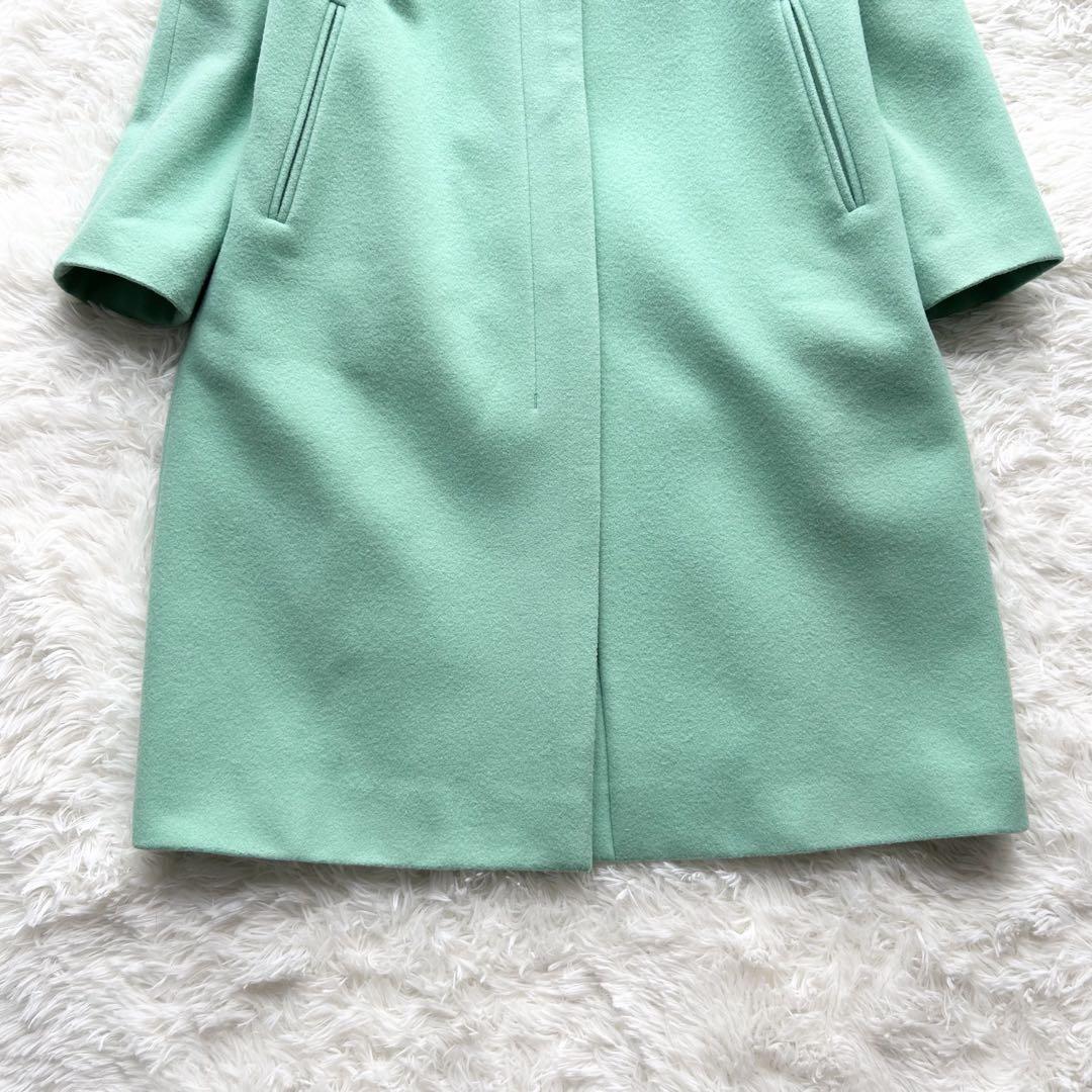 極美品 UNTITLED アンタイトル レーヌモッサーノーカラーコート グリーン