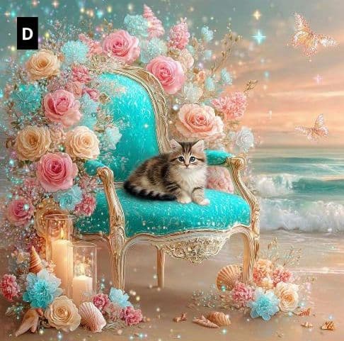 ♡セミオーダー受付中♡　浜辺のにゃんことソファ　293　✽soul生地✽様パネル