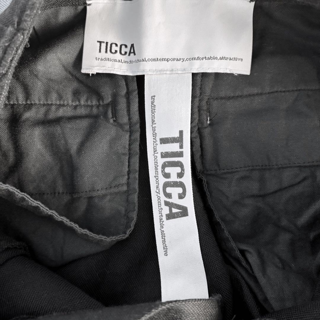 TICCA ティッカ リネンパナマタックパンツ 麻 黒 ブラック 春 夏