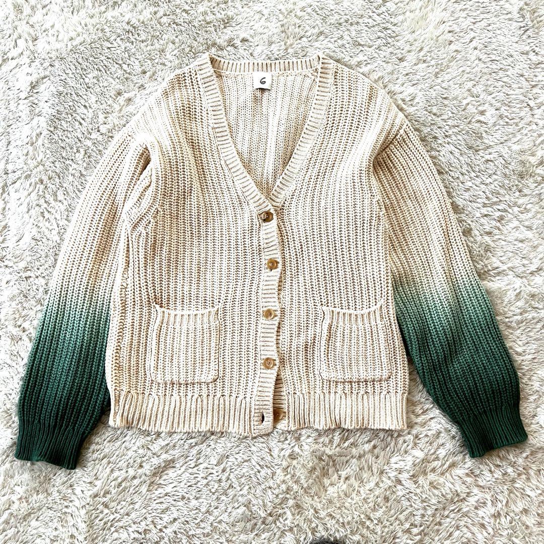 6(ROKU)◆COTTON DIP DYE SLEEVE CARDIGAN
