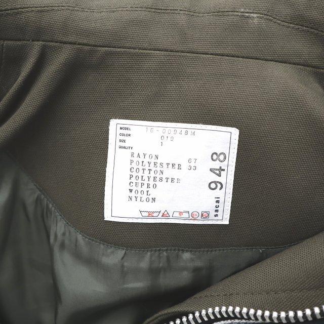 サカイ sacai チェックドッキングMA-1 1(S) カーキ