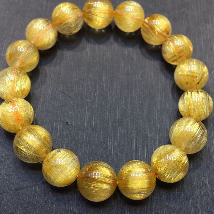 天然タイチンルチルクオーツ ブレスレット 12mm45.2g 商品は状態確認