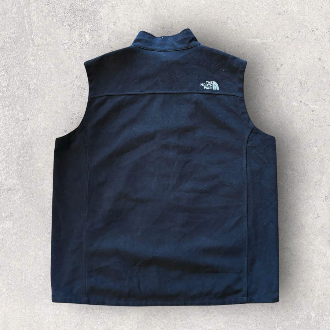 ザ・ノースフェイス】フリースベスト 黒 2XL 美品 古着 刺繍ロゴ f