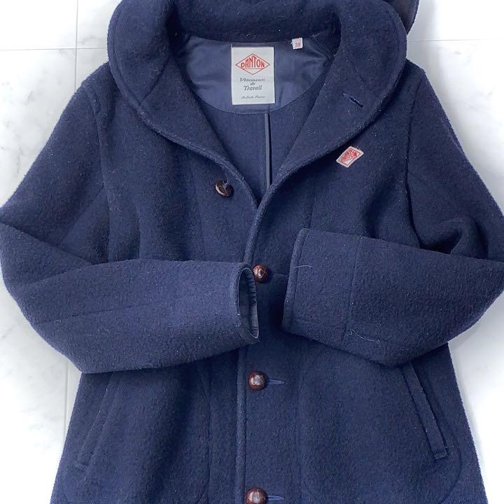良品】ダントン コート ウール モッサ クルミボタン ネイビー 38 M
