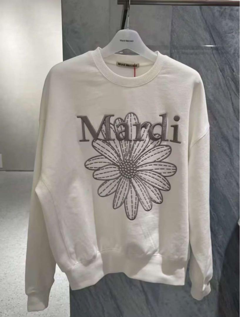 Mardi マルディメクルディ トレーナー　スウェット　ホワイトグレー　刺繍