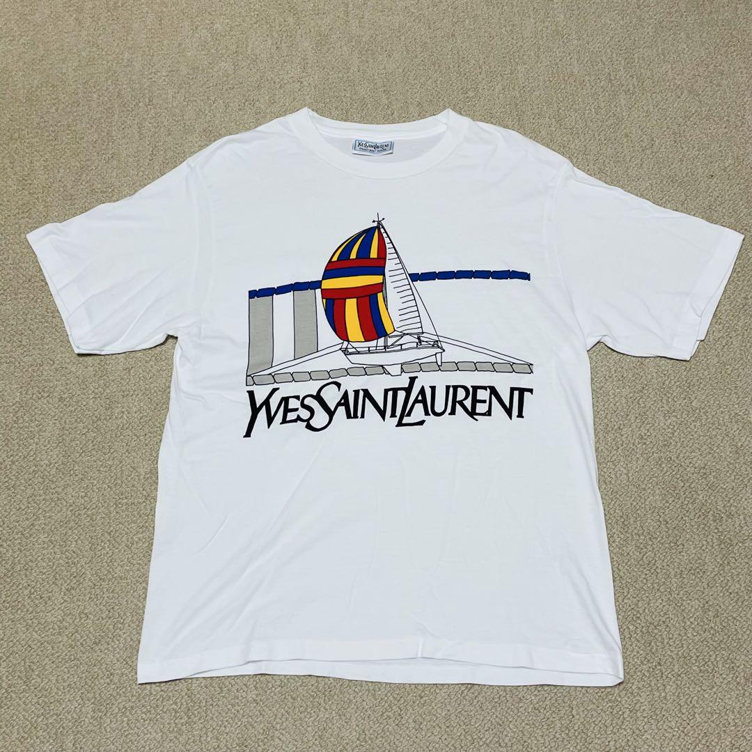 90s 美品 イヴサンローラン YSL ロゴ Tシャツ 半袖 半袖カットソー