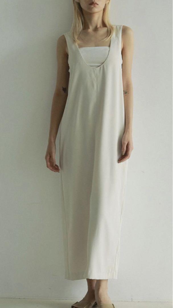 値下げ【anuke アンヌークTwill Uneck Onepiece】