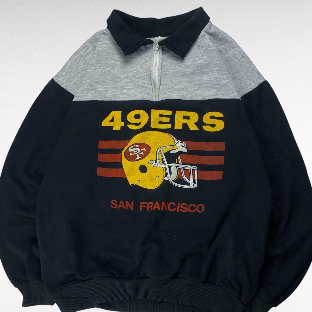 【80s〜】 49ERS NFL ハーフジップスウェット　襟付き　プルオーバー